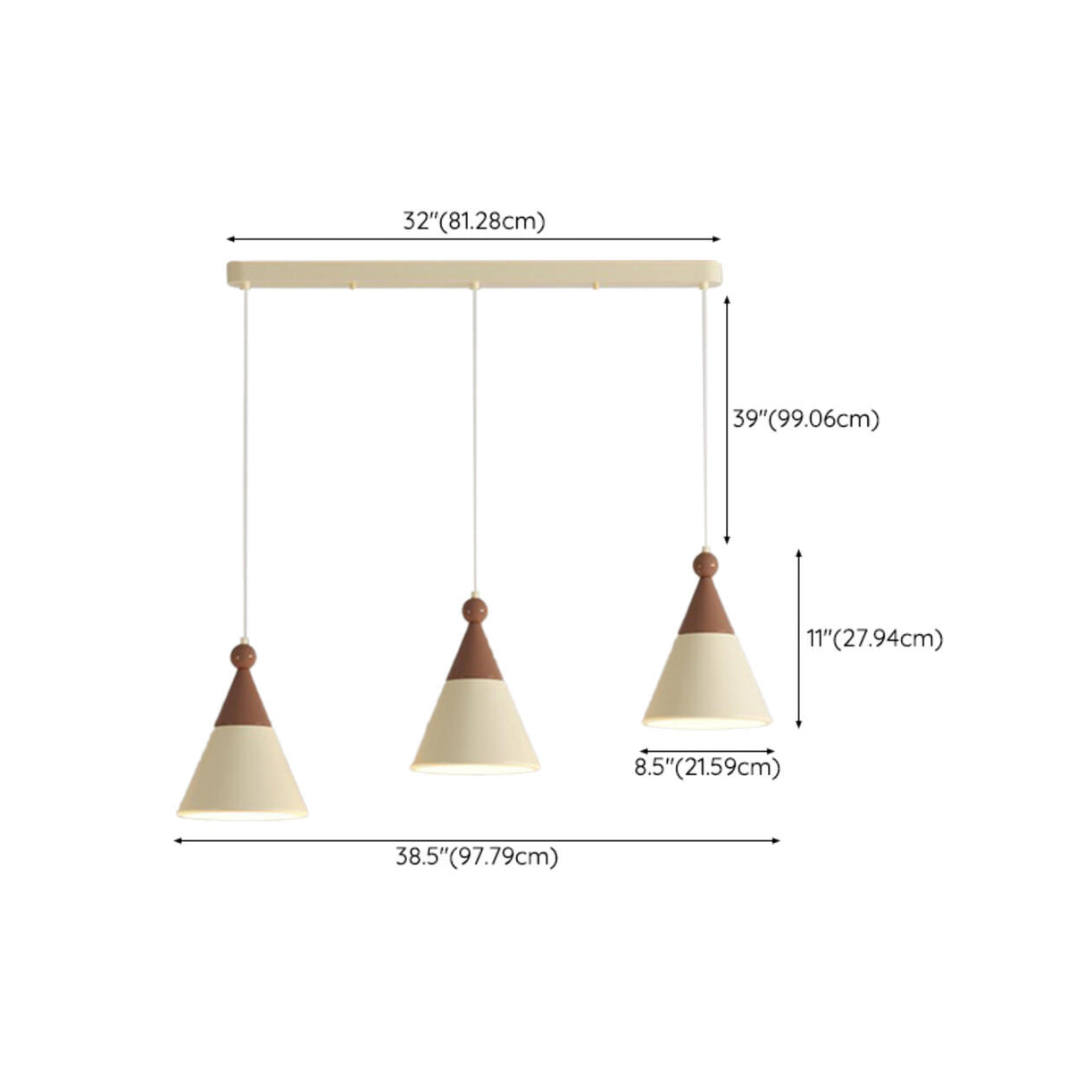 Modern Dual Tone Conical Resin Pendant Light Adjustable Cord 