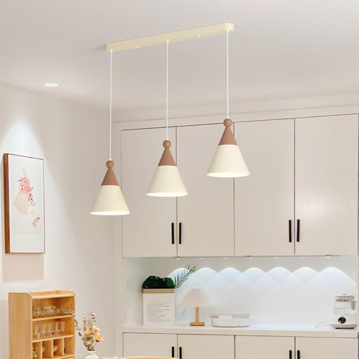 Modern Dual Tone Conical Resin Pendant Light Adjustable Cord Image - 6