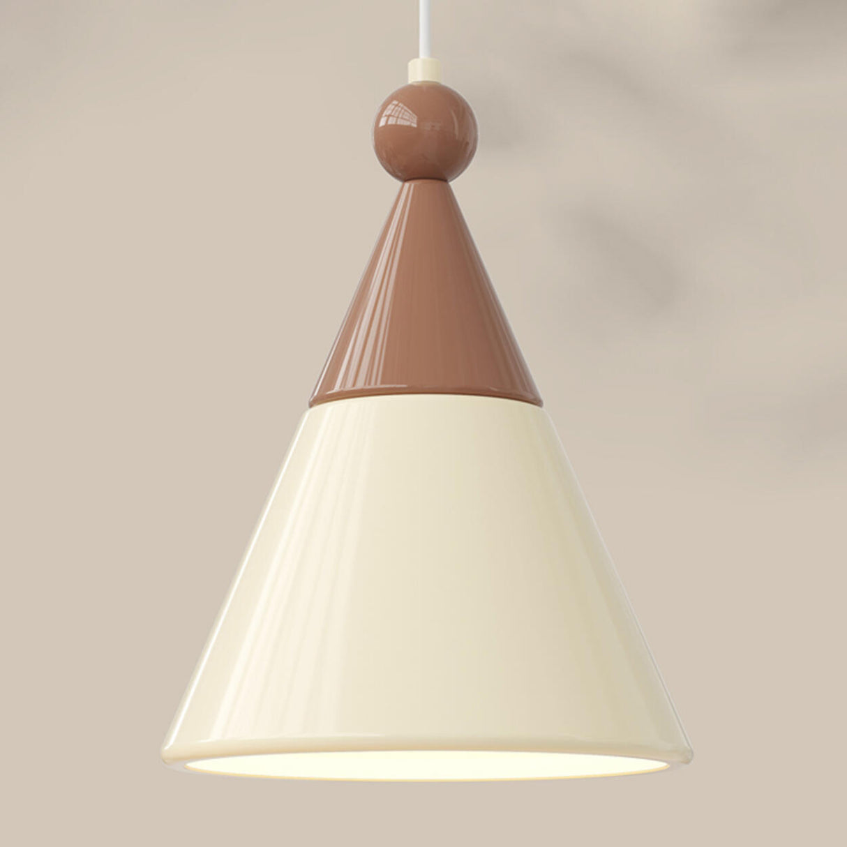 Modern Dual Tone Conical Resin Pendant Light Adjustable Cord Image - 7