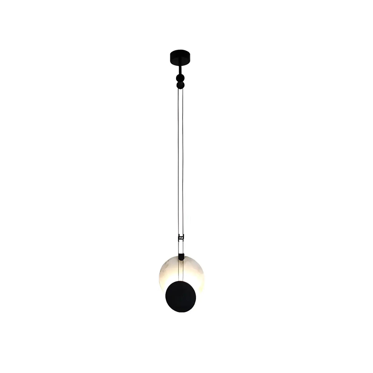 Modern Eclipse Black and White Living Room Pendant Light Image - 2