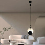 Modern Eclipse Black and White Living Room Pendant Light Image - 4