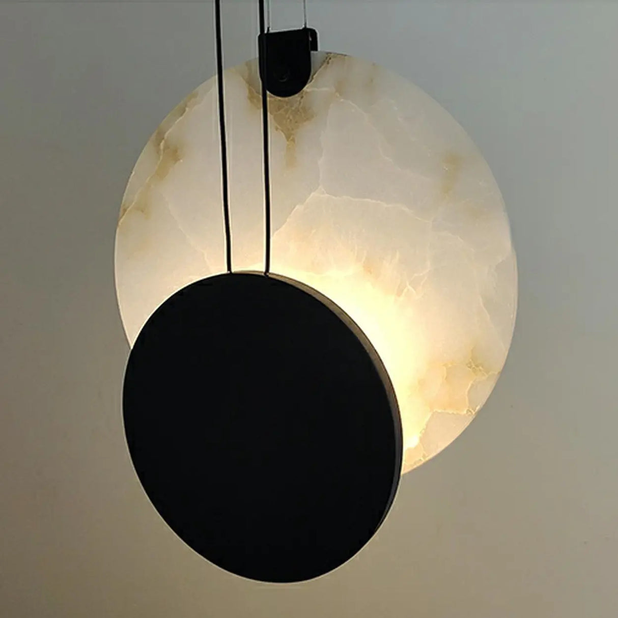 Modern Eclipse Black and White Living Room Pendant Light Image - 7