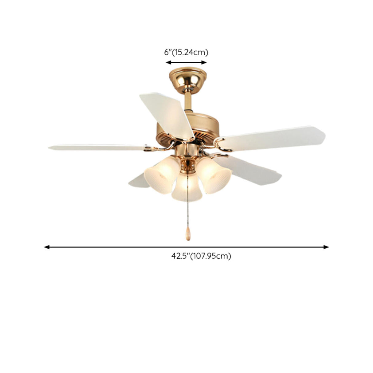 Modern Elegant 5 Blade Flower Shade Ceiling Fan Light 