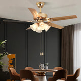 Modern Elegant 5 Blade Flower Shade Ceiling Fan Light Image - 5