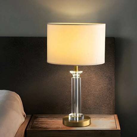 Modern Elegant Barrel Shade Gilded Metal Table Lamp Image - 1