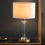 Modern Elegant Barrel Shade Gilded Metal Table Lamp Image - 2