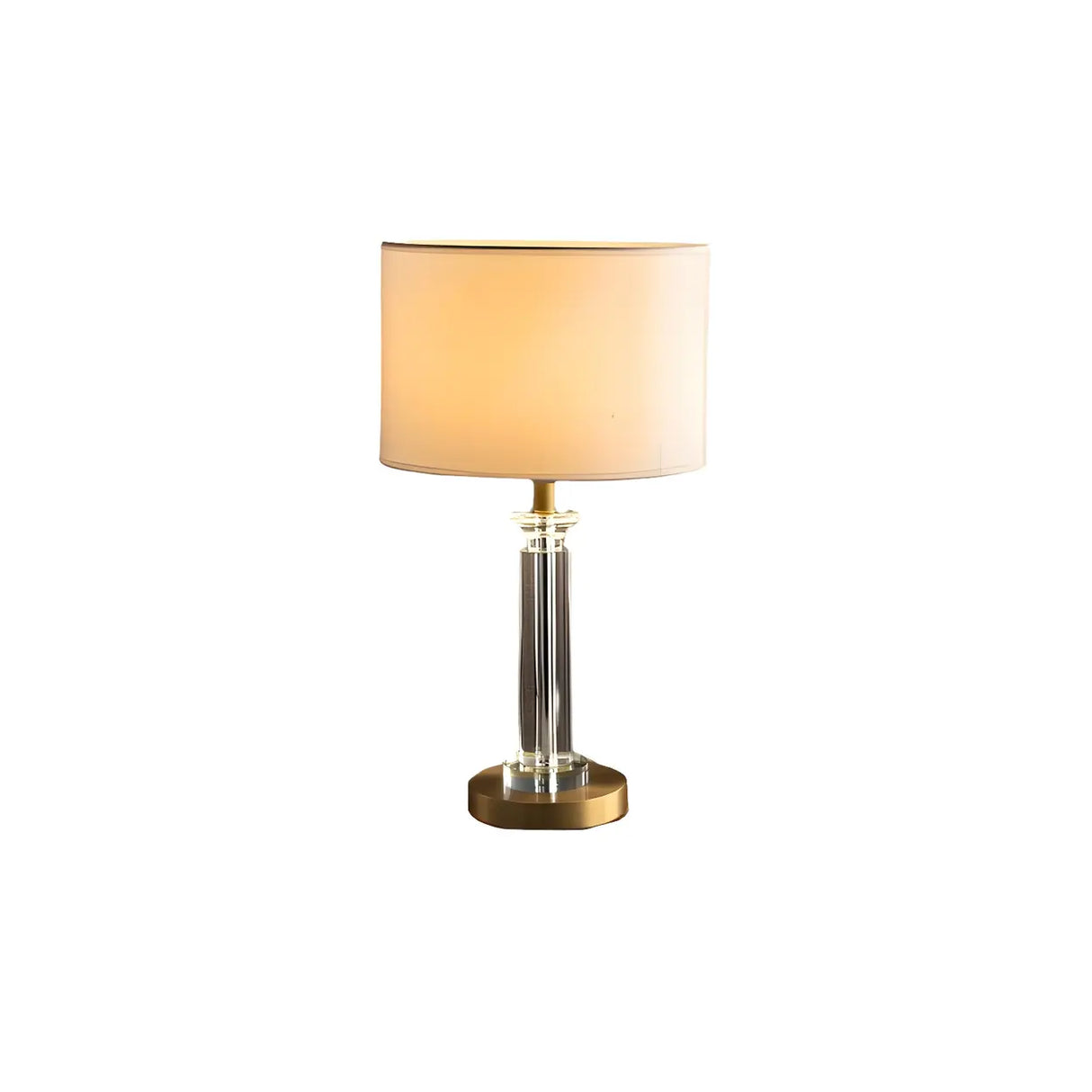 Modern Elegant Barrel Shade Gilded Metal Table Lamp Image - 5