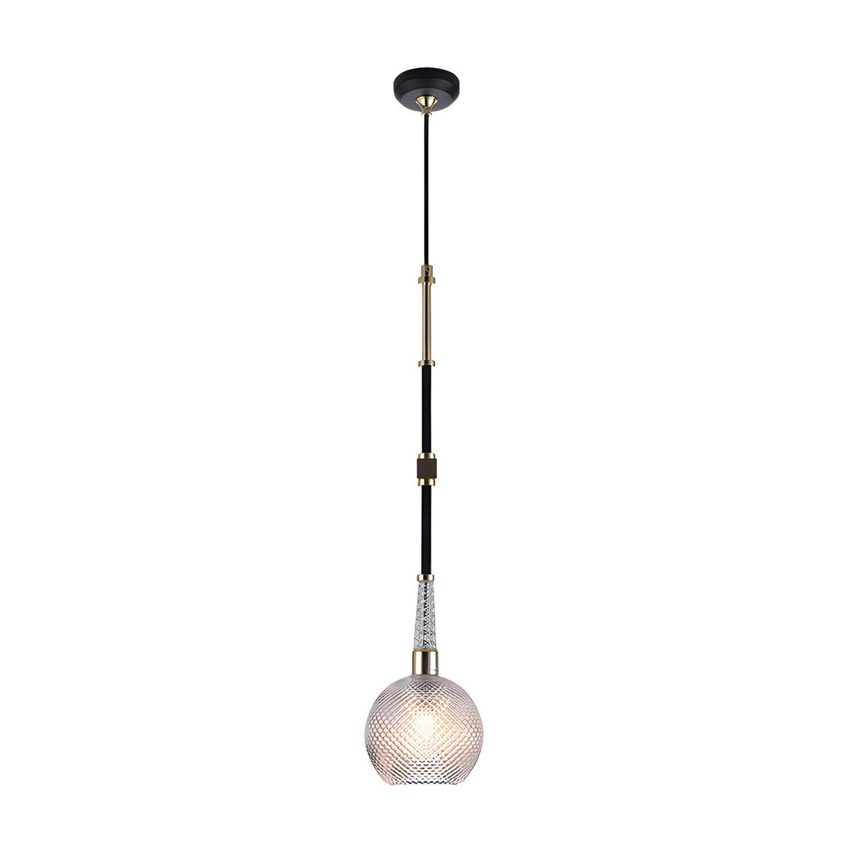 Modern Elegant Black Clear Glass Globe Pendant Light Image - 2