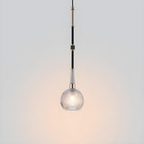 Modern Elegant Black Clear Glass Globe Pendant Light Image - 3