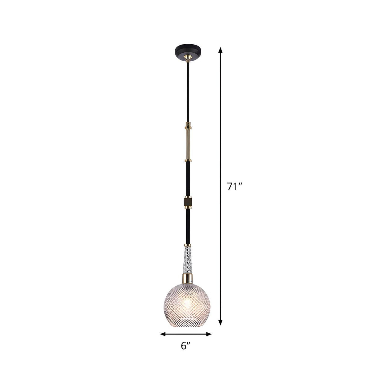 Modern Elegant Black Clear Glass Globe Pendant Light 