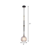 Modern Elegant Black Clear Glass Globe Pendant Light #size