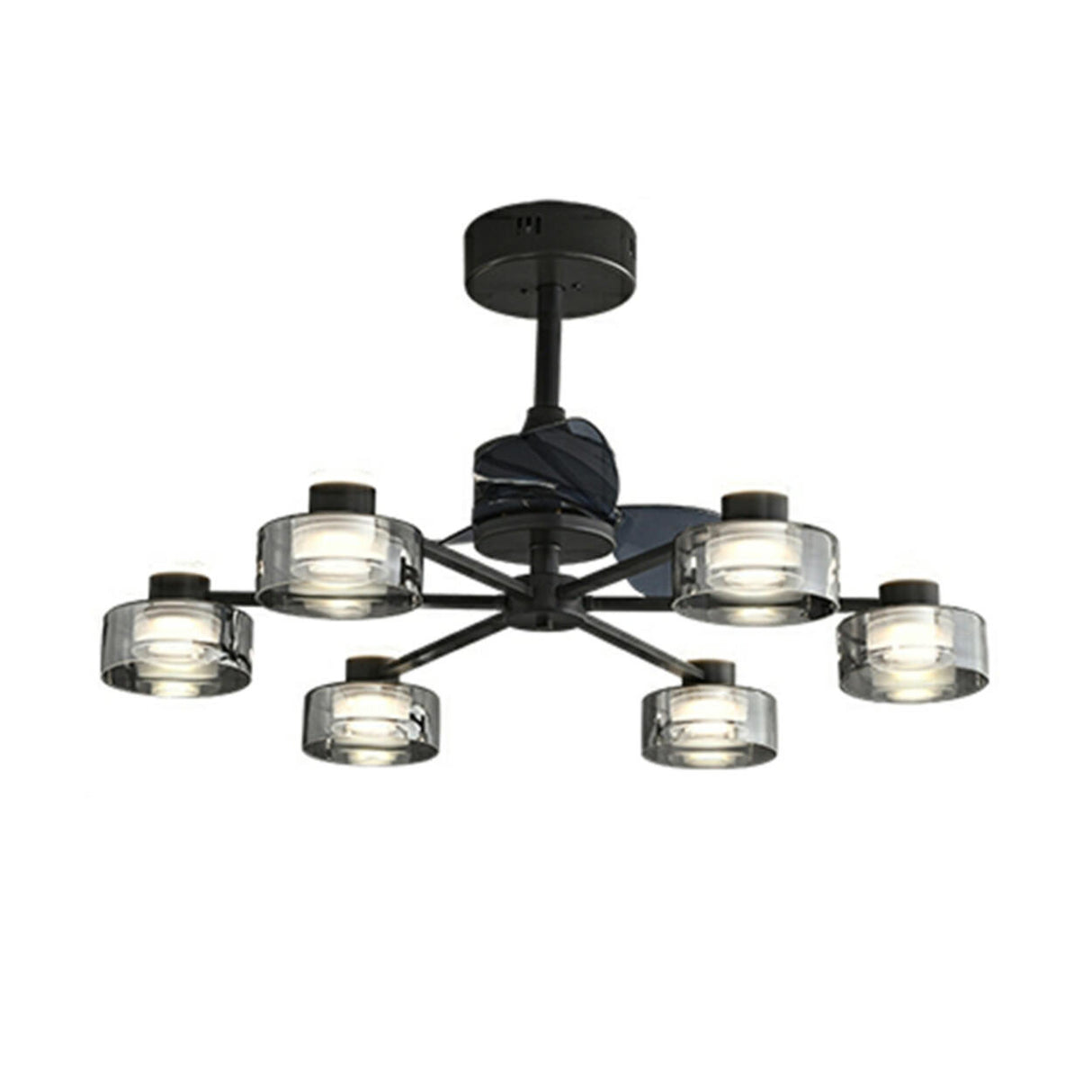 Modern Elegant Black Sputnik Chandelier Fan With Light Image - 5