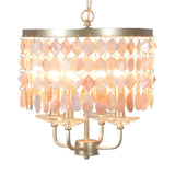 Modern Elegant Brass White Shell Drum Pendant Chandelier Image - 8