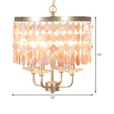 Modern Elegant Brass White Shell Drum Pendant Chandelier #size