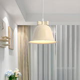 Modern Elegant Cream White Iron Bell Pendant Light Image - 1