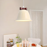 Modern Elegant Cream White Iron Bell Pendant Light Image - 4