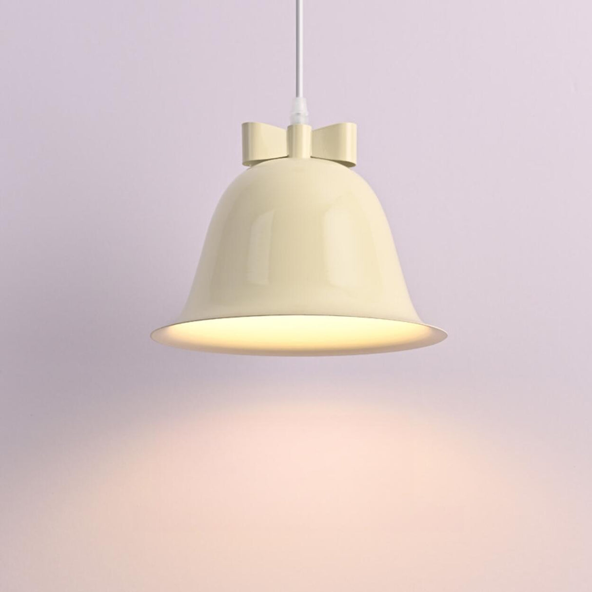 Modern Elegant Cream White Iron Bell Pendant Light Image - 5