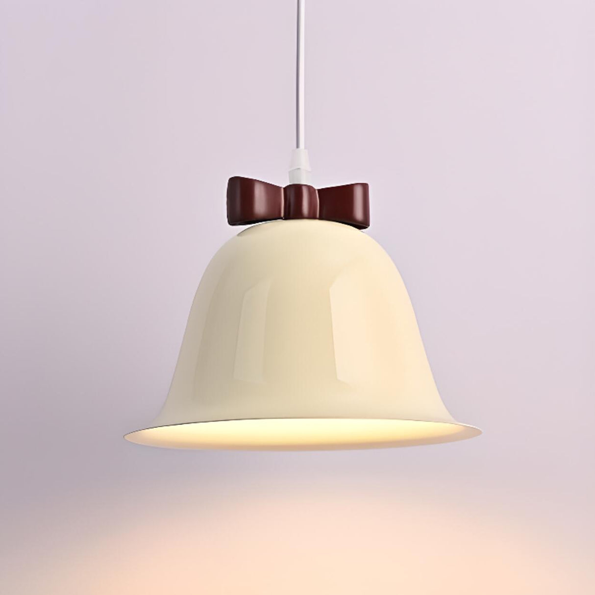 Modern Elegant Cream White Iron Bell Pendant Light Image - 7