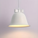 Modern Elegant Cream White Iron Bell Pendant Light Image - 8