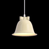 Modern Elegant Cream White Iron Bell Pendant Light Image - 9