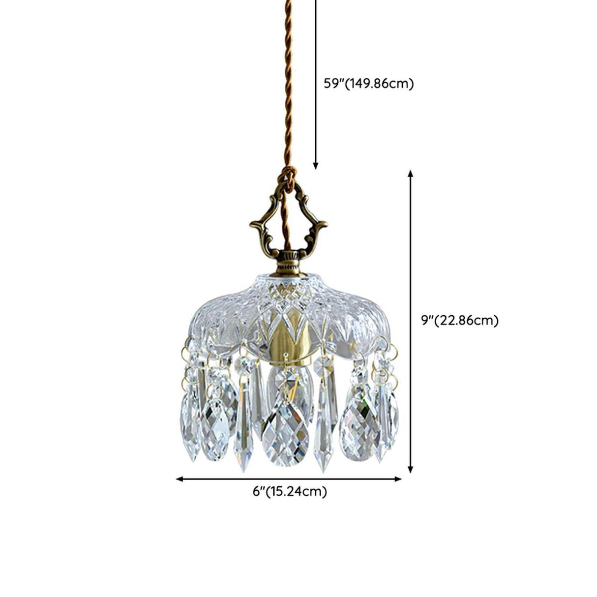 Modern Elegant Crystal Dome Adjustable Pendant Light 