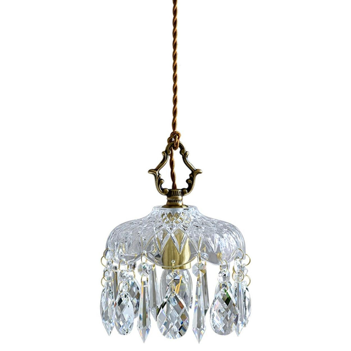 Modern Elegant Crystal Dome Adjustable Pendant Light Image - 2