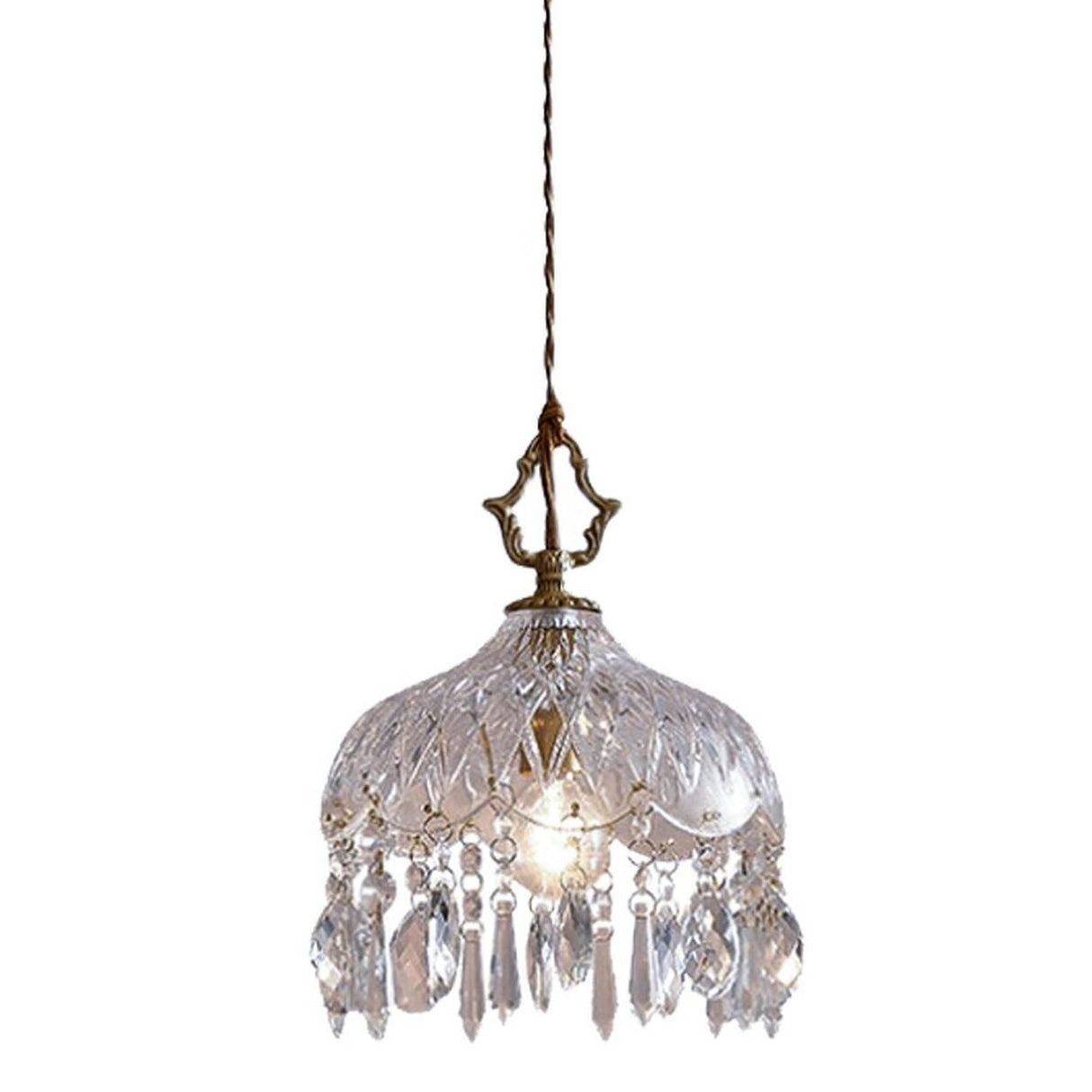 Modern Elegant Crystal Dome Adjustable Pendant Light Image - 3