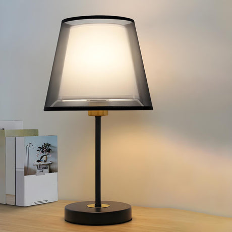 Modern Elegant Double Fabric Shade Iron Table Lamp Image - 1