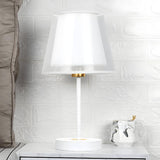 Modern Elegant Double Fabric Shade Iron Table Lamp Image - 12