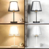 Modern Elegant Double Fabric Shade Iron Table Lamp Image - 15