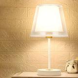 Modern Elegant Double Fabric Shade Iron Table Lamp Image - 3