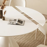 Modern Elegant Expandable Round White Stone Dining Table Image - 6