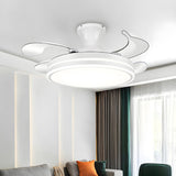 Modern Elegant Finish Round LED Ceiling Fan with Light Image - 13