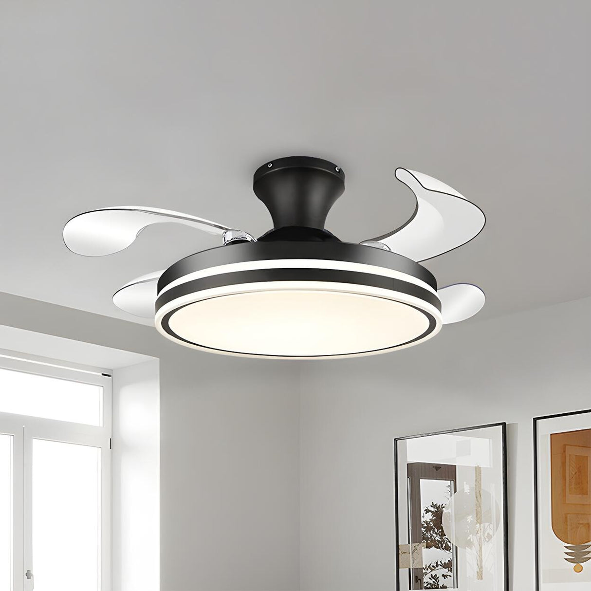 Modern Elegant Finish Round LED Ceiling Fan with Light Image - 14