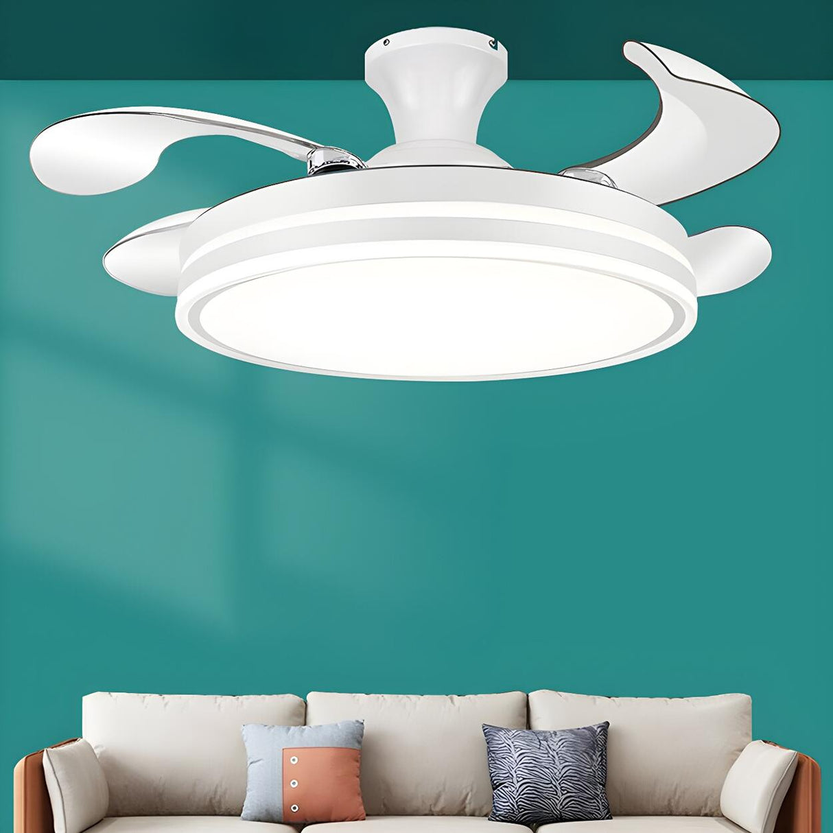 Modern Elegant Finish Round LED Ceiling Fan with Light Image - 16