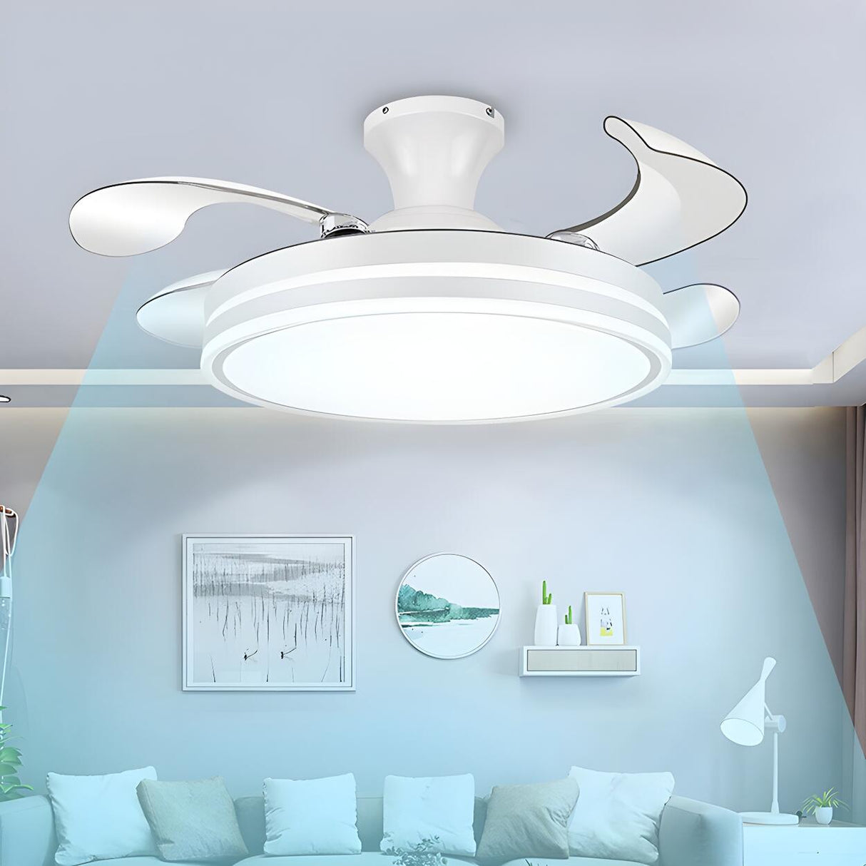 Modern Elegant Finish Round LED Ceiling Fan with Light Image - 17