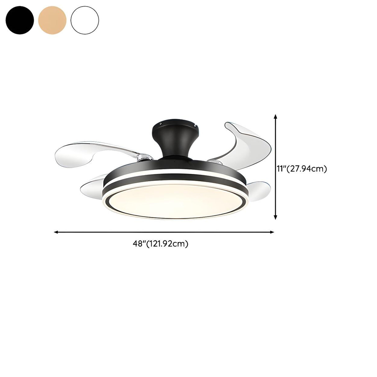 Modern Elegant Finish Round LED Ceiling Fan with Light Image - 19