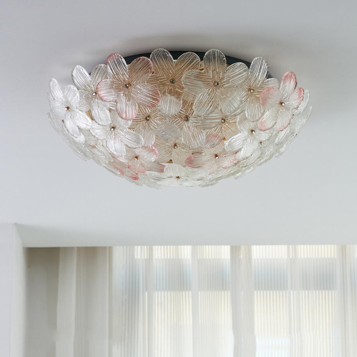 Modern Elegant Flower Petal Vaulted Flush Mount Light Image - 4