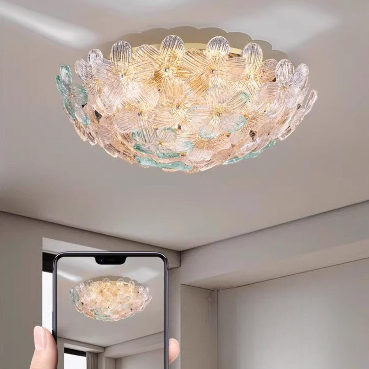 Modern Elegant Flower Petal Vaulted Flush Mount Light Image - 5