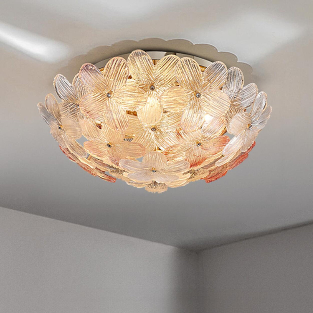 Modern Elegant Flower Petal Vaulted Flush Mount Light Image - 6