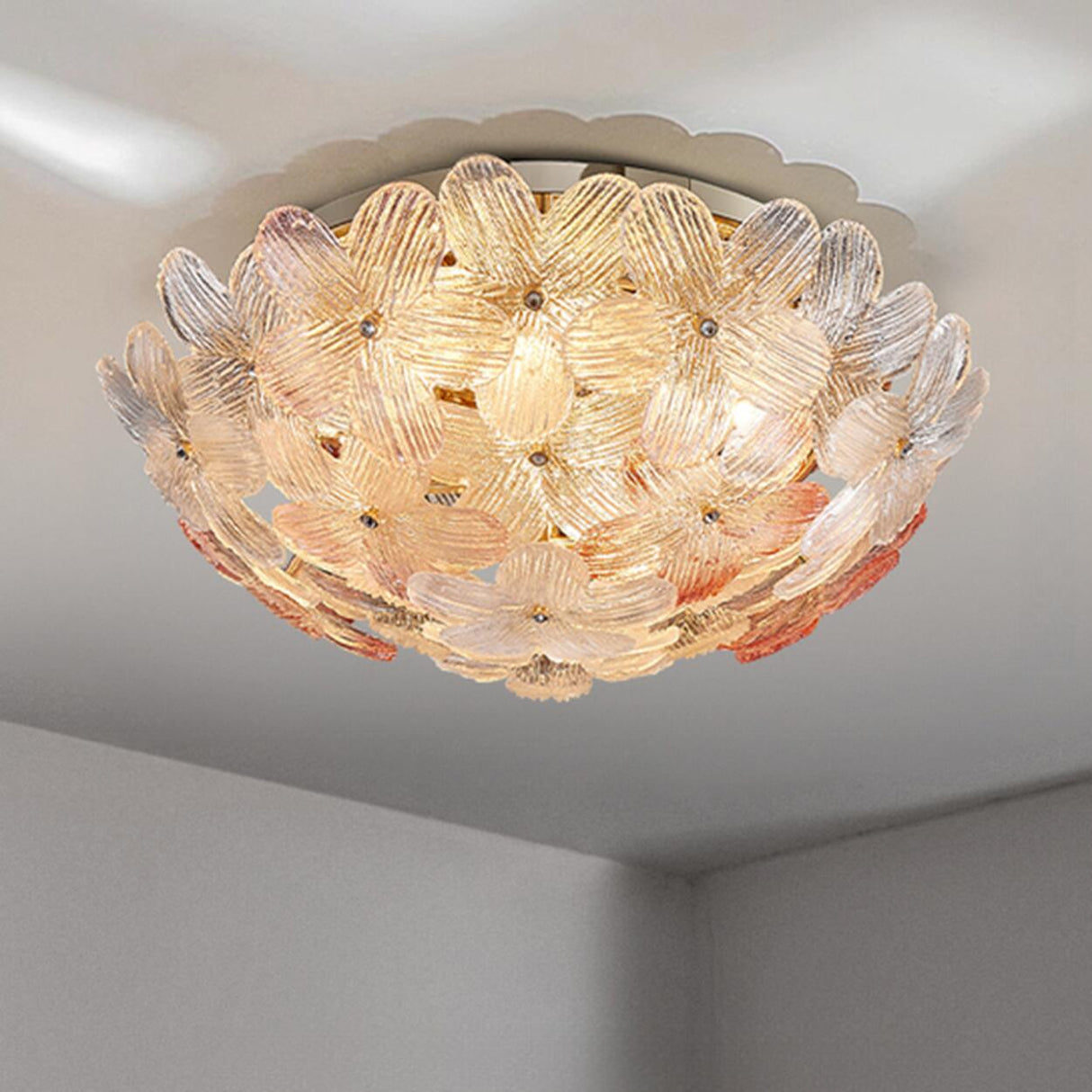 Modern Elegant Flower Petal Vaulted Flush Mount Light Image - 7