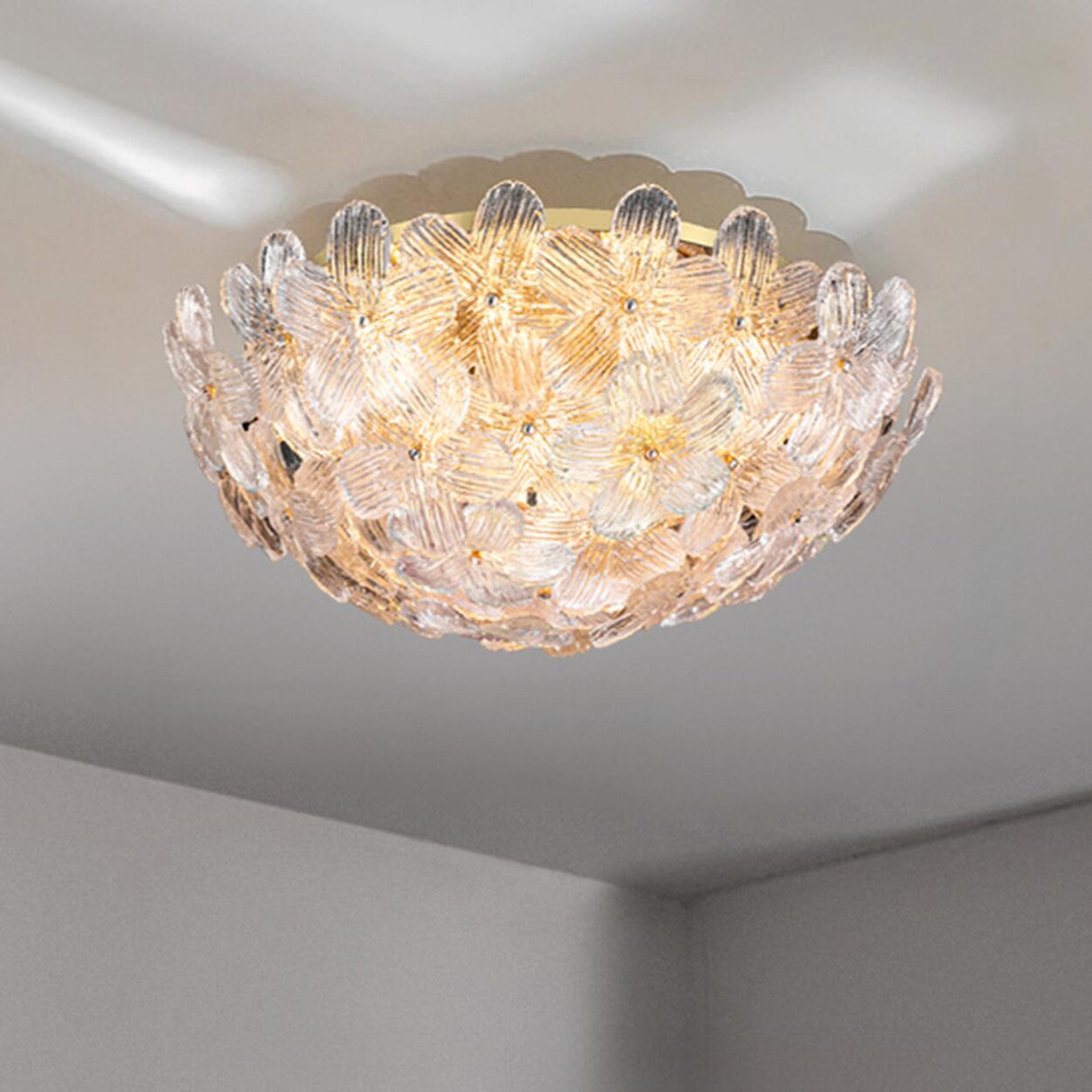 Modern Elegant Flower Petal Vaulted Flush Mount Light Image - 9