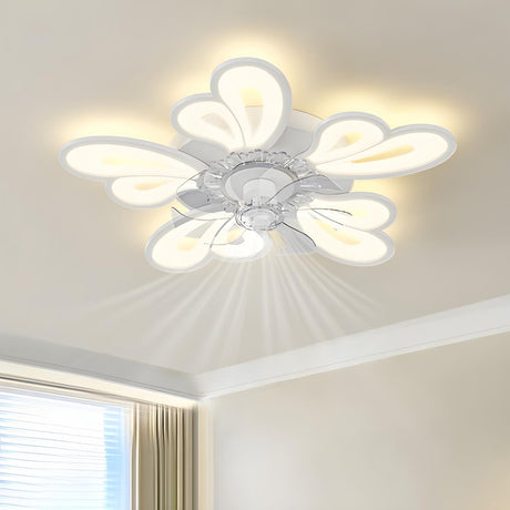 Modern Elegant Flower Remote Ceiling Fan with Light Image - 1