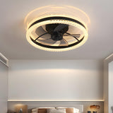 Modern Elegant Flush Ring Ceiling Fan with LED Light Image - 1