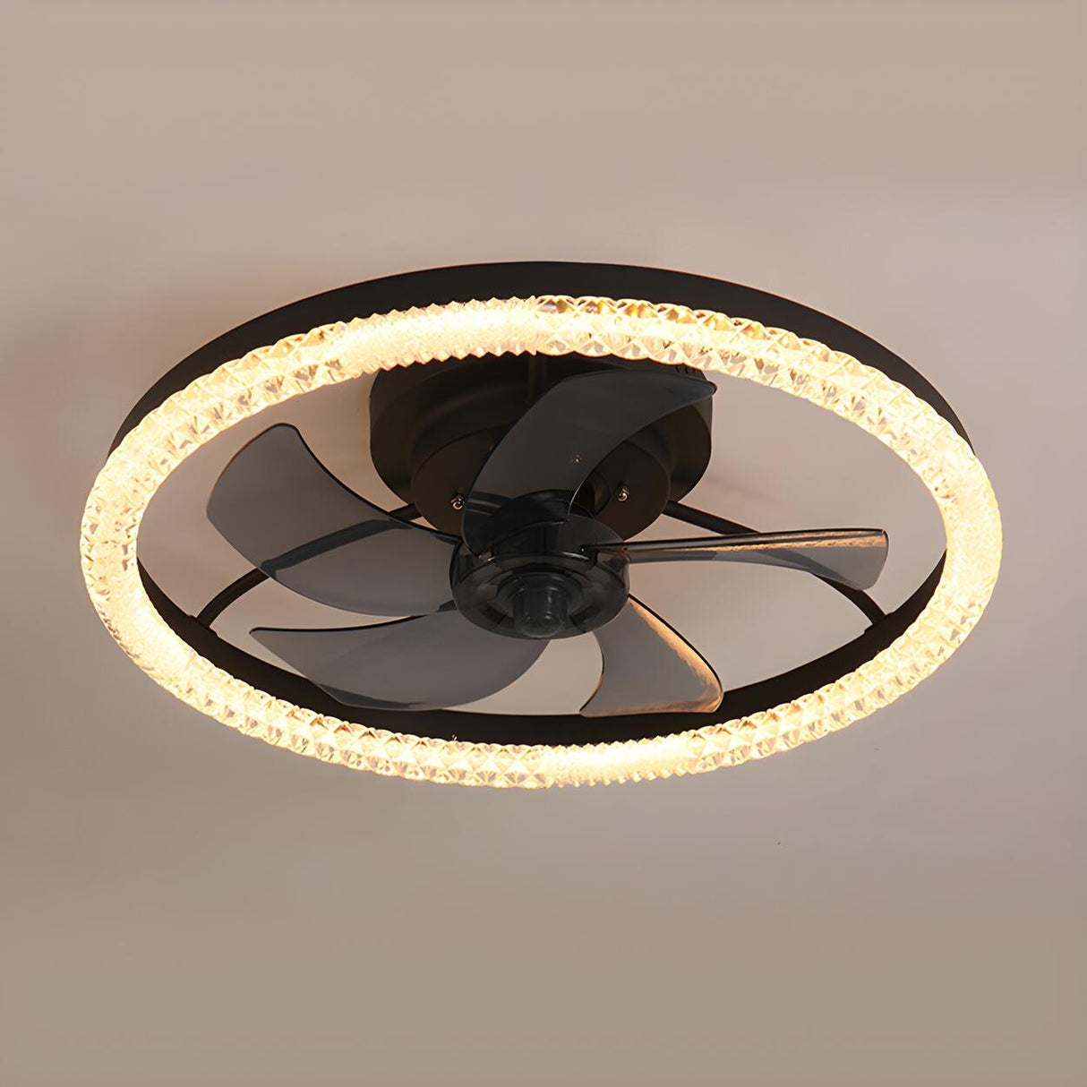 Modern Elegant Flush Ring Ceiling Fan with LED Light Image - 5