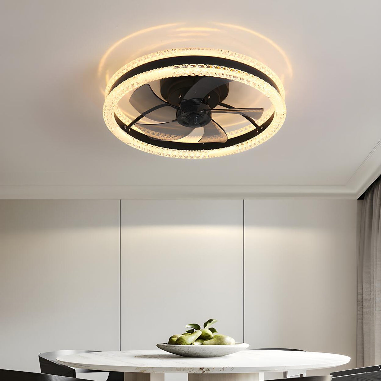 Modern Elegant Flush Ring Ceiling Fan with LED Light Image - 6