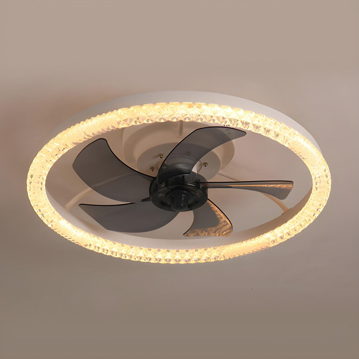 Modern Elegant Flush Ring Ceiling Fan with LED Light Image - 7