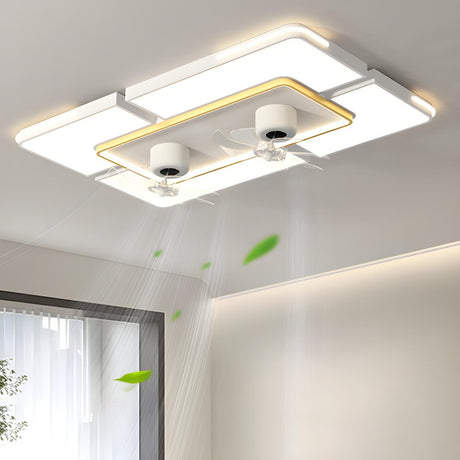 Modern Elegant Geometric Ceiling Fan with LED Light Image - 1