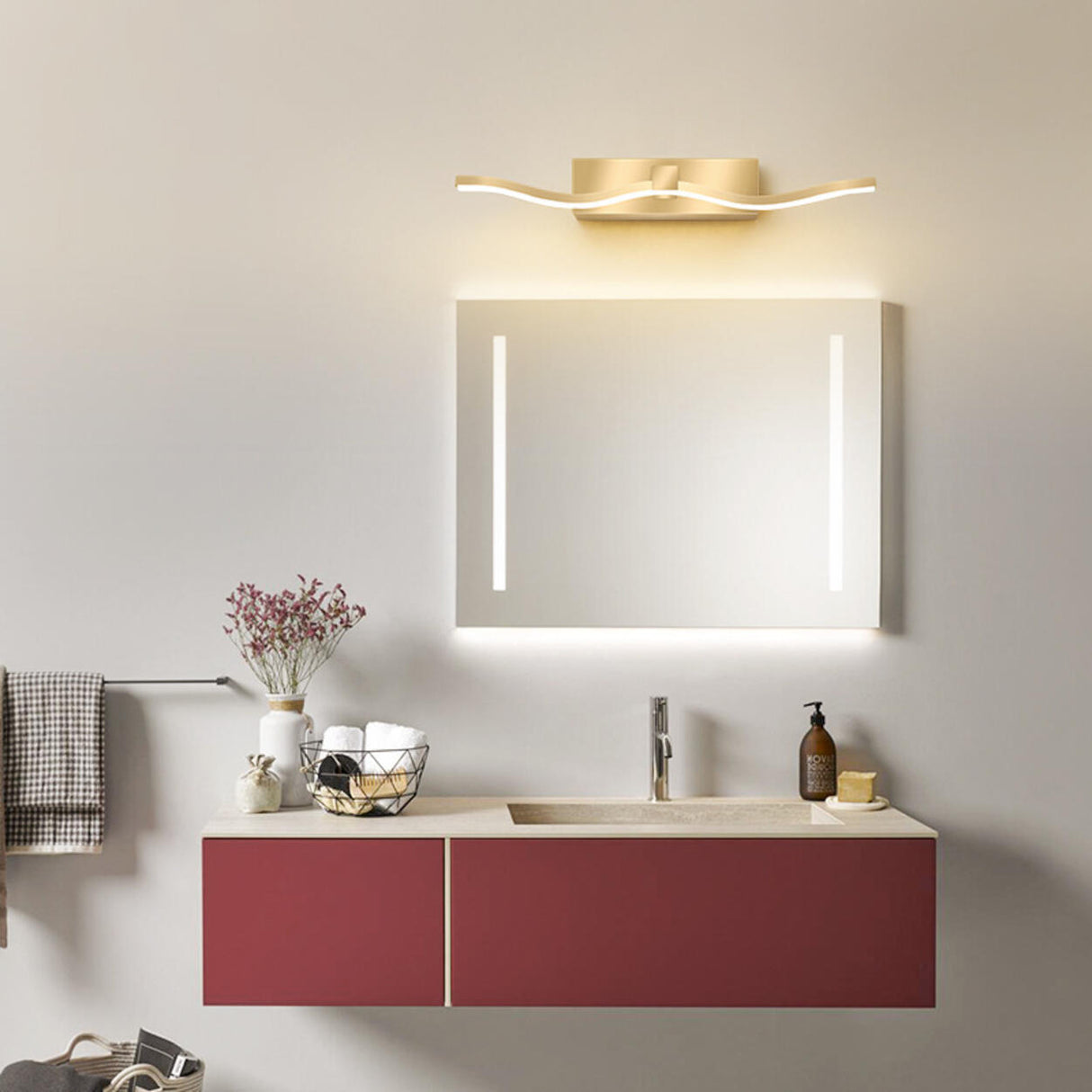 Modern Elegant Gold Wavy LED Vanity Wall Light  Image - 3