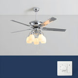 Modern Elegant Metal Flower Chandelier Fan with Light Image - 11